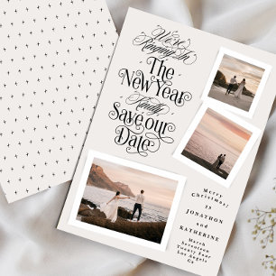 Cartes Pour Fêtes Annuelles calligraphie photo collage nouvelle année joyeux n