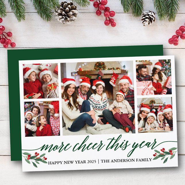 Cartes Pour Fêtes Annuelles Calligraphie Plus Cheval Cette Année 5 Photo Vert (Customize to add text to back of card.)
