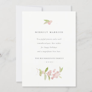 CARTES POUR FÊTES ANNUELLES CALLIGRAPHIE ROSE ROSE BLANC DOUX MARIÉ MERRIELLEM