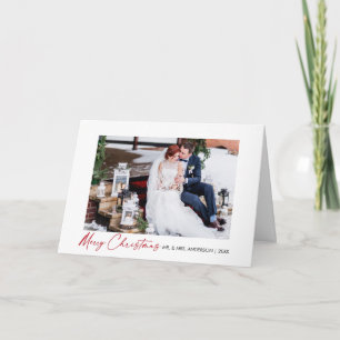 Cartes Pour Fêtes Annuelles Calligraphie Rouge Encre Script Mariage Plier phot