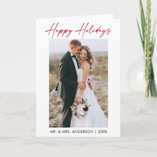 Cartes Pour Fêtes Annuelles Calligraphie Rouge Encre Script photo Mariage plié