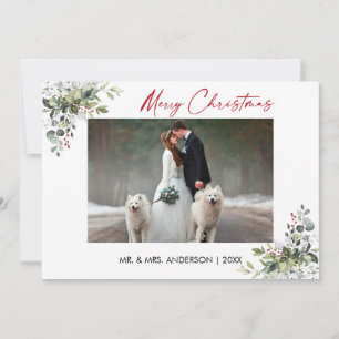 Cartes Pour Fêtes Annuelles Calligraphie Rouge Encre Script verdure Berries Co