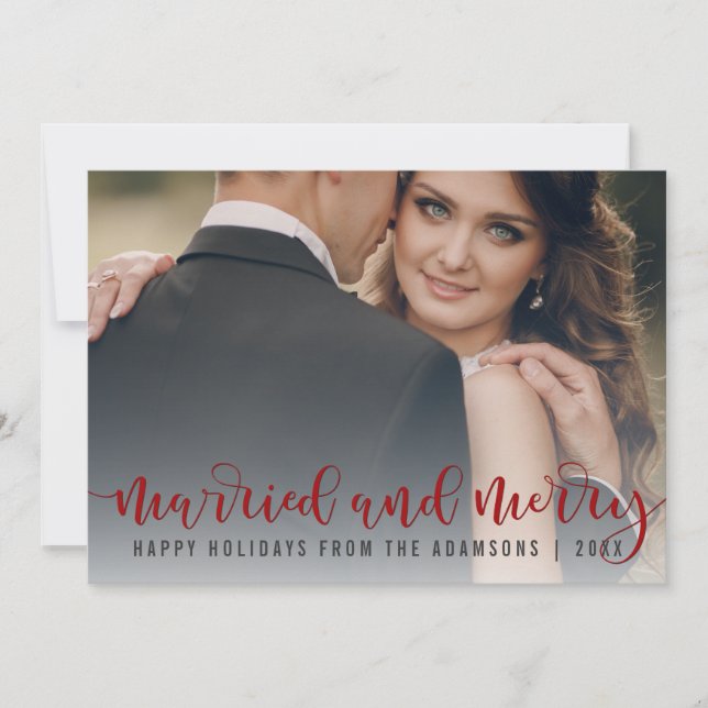 Cartes Pour Fêtes Annuelles Calligraphie Rouge Mariée Et Joyeuse | Photo nouve (Devant)