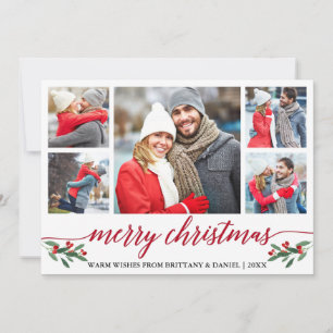 Cartes Pour Fêtes Annuelles Calligraphie rouge moderne 5 Photo Joyeux Noël