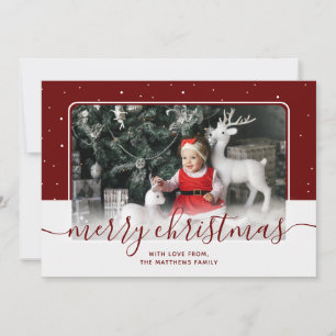 Cartes Pour Fêtes Annuelles Calligraphie rouge Script Star Cute Photo Noël