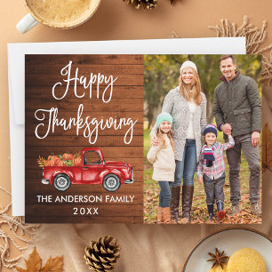 Cartes Pour Fêtes Annuelles Calligraphie Rustique Bois Photo Thanksgiving Cami
