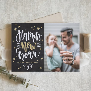 Cartes Pour Fêtes Annuelles Calligraphie rustique Chalkboard photo Bonne année
