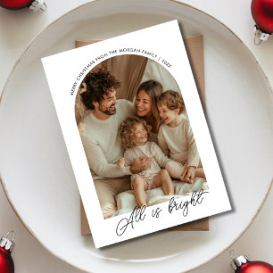 Cartes Pour Fêtes Annuelles Calligraphie Tout est lumineux Noël Famille Photo