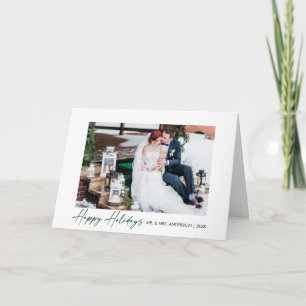 Cartes Pour Fêtes Annuelles Calligraphie vert Encre Script Mariage photo plié