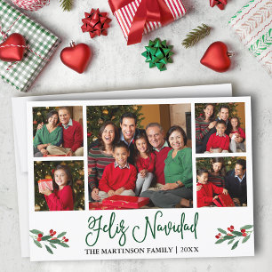 Cartes Pour Fêtes Annuelles Calligraphie verte amusante 5 Photo Feliz Navidad