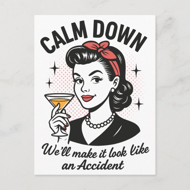 Cartes Pour Fêtes Annuelles Calme Dessus Retro Drôle Citation (Devant)