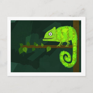 Cartes Pour Fêtes Annuelles Caméléon mignon vert