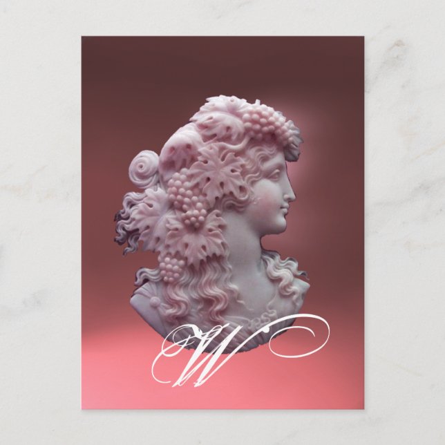 CARTES POUR FÊTES ANNUELLES CAMEO ANTIQUE, DAME AVEC MONOGRAMME DE PÂTES (Devant)