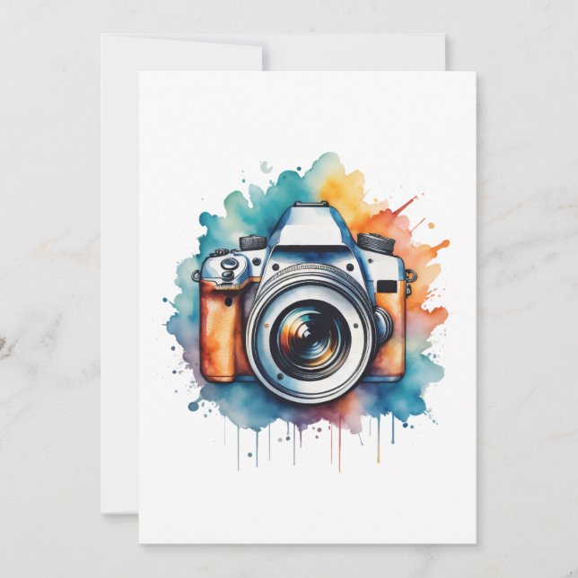 Cartes Pour Fêtes Annuelles caméra aquarelle (Devant)