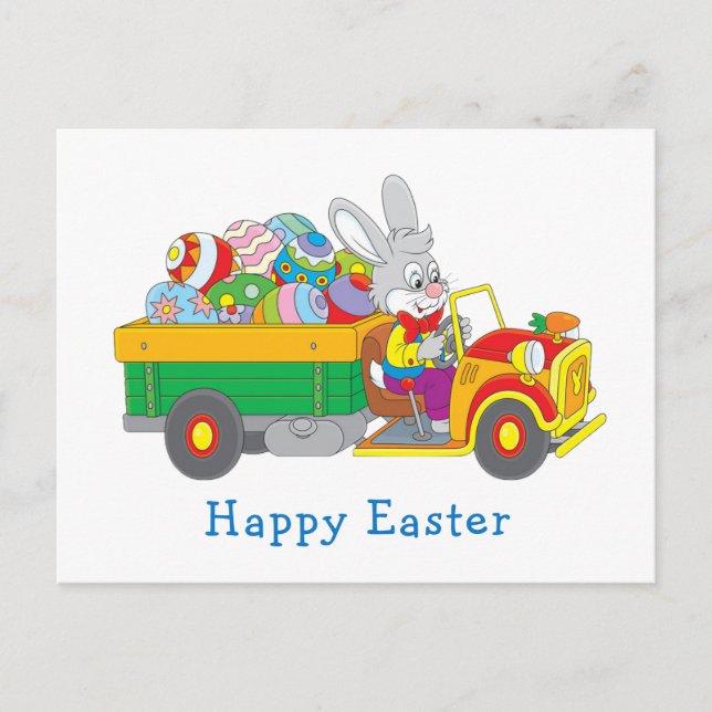 Cartes Pour Fêtes Annuelles Camion de livraison du Lapin de Pâques (Devant)