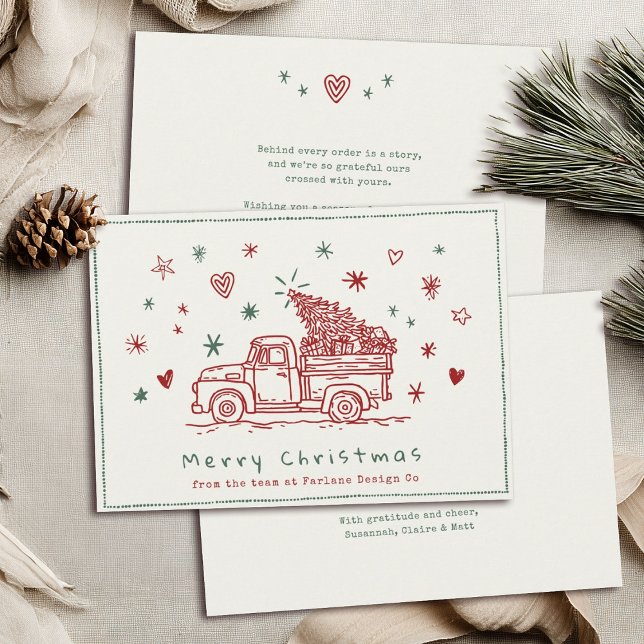 Cartes Pour Fêtes Annuelles Camion de Noël rétro Whimsical Petite entreprise (Créateur téléchargé)
