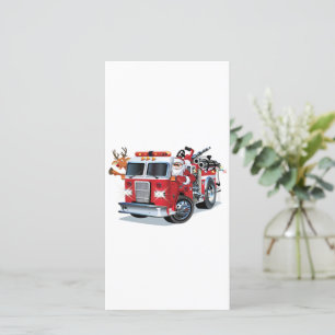 Cartes Pour Fêtes Annuelles Camion de pompiers de Noël de dessin animé