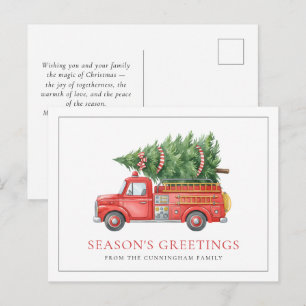 Cartes Pour Fêtes Annuelles Camion de pompiers de Noël personnalisé moderne
