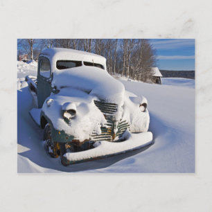 Cartes Pour Fêtes Annuelles Camion de ramassage agricole couvert de neige