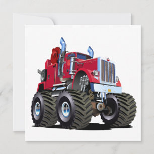 Cartes Pour Fêtes Annuelles Camion de remorquage monstre de dessin animé