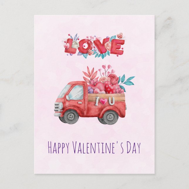 Cartes Pour Fêtes Annuelles Camion mignon Love portant des bonbons Valentine (Devant)