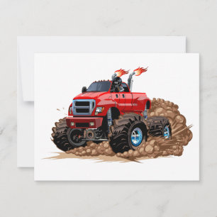 Cartes Pour Fêtes Annuelles Camion monstre de dessin animé