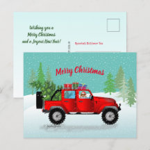 Camion rouge 4x4 avec étagère de sable, Santa Hat