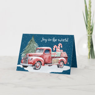 Cartes Pour Fêtes Annuelles Camion rouge de Noël avec cannes de bonbon