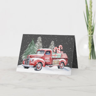Cartes Pour Fêtes Annuelles Camion rouge de Noël avec cannes de bonbon