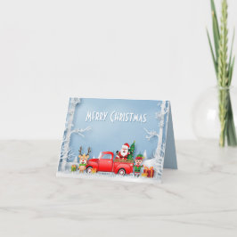 Cartes Pour Fêtes Annuelles Camion rouge Papercut Père Noël et Friends