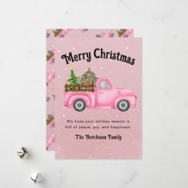 Cartes Pour Fêtes Annuelles Camion rouge vintage arbre de Noël Joyeux