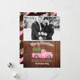 Cartes Pour Fêtes Annuelles Camion rouge vintage bois de Noël