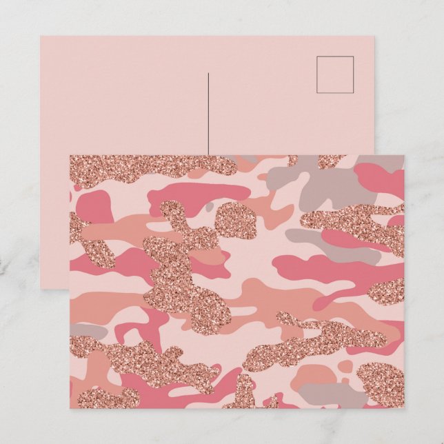 Cartes Pour Fêtes Annuelles Camouflage Rose Gold Blush Pink Camo Motif (Devant / Derrière)