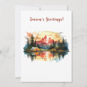 Cartes Pour Fêtes Annuelles Camp Adventure Sunset Pine Tree Noël