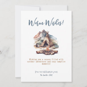 Cartes Pour Fêtes Annuelles Camp de Noël Fire Mountain Outdoor Adventure Art