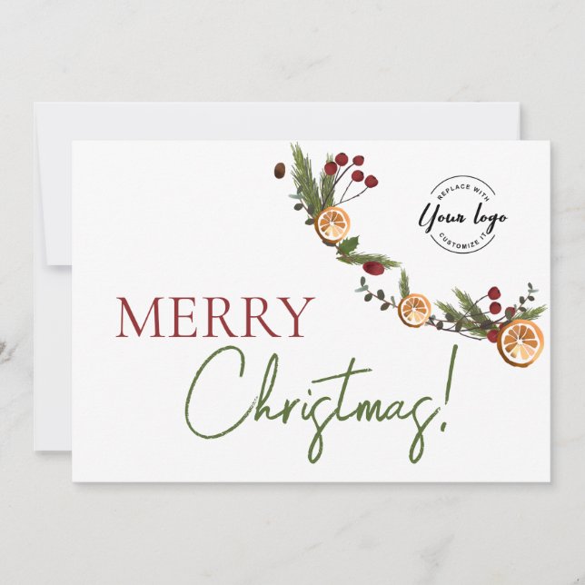 Cartes Pour Fêtes Annuelles Campagne Citron & Pin Entreprise Joyeux Noël (Devant)