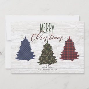Cartes Pour Fêtes Annuelles Campagne rustique arbres de Noël et VOTRE PHOTO