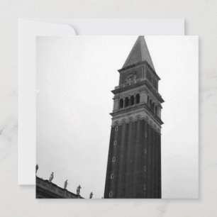Cartes Pour Fêtes Annuelles Campanile Piazza San Marco Noir Blanc Italie Tour