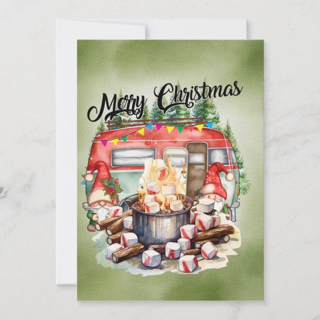 Cartes Pour Fêtes Annuelles Camping de Noël Thème de Camper (Devant)