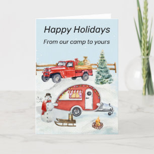 Cartes Pour Fêtes Annuelles Camping en camping-car Neige Hiver Noël