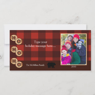 Cartes Pour Fêtes Annuelles CAMPING Rustic Bear Woods Holiday Photo Card 8x4