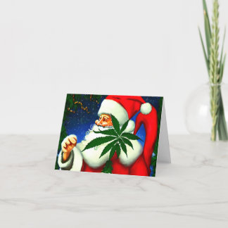 Cartes Pour Fêtes Annuelles Canabis Père Noël Joyeux Noël