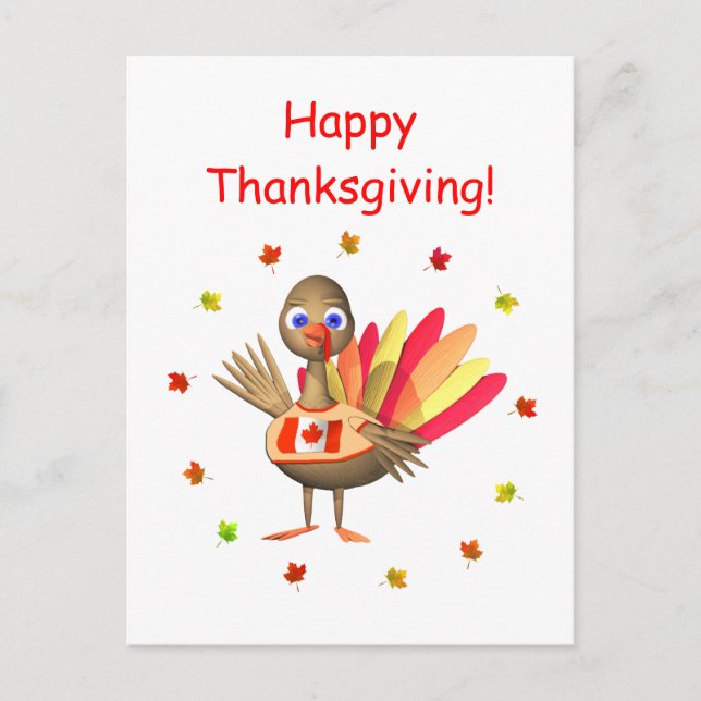 Cartes Pour Fêtes Annuelles Canadian Thanksgiving Baby Turkey (Devant)