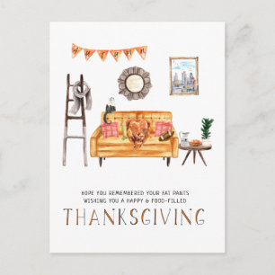 Cartes Pour Fêtes Annuelles Canapé Orange Action de grâce Friendsgiving mign