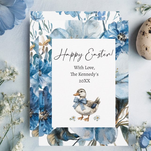 Cartes Pour Fêtes Annuelles Canard bleu Pâques (Créateur téléchargé)