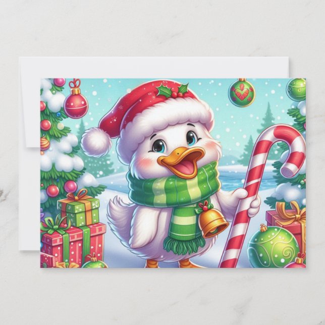 Cartes Pour Fêtes Annuelles Canard de Noël coloré mignon (Devant)