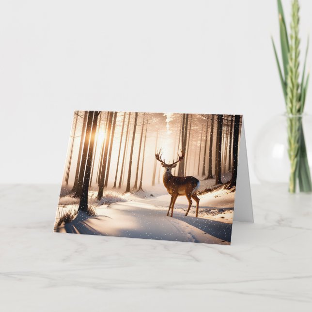 Cartes Pour Fêtes Annuelles Canard de Noël en forêt d'hiver (Devant)