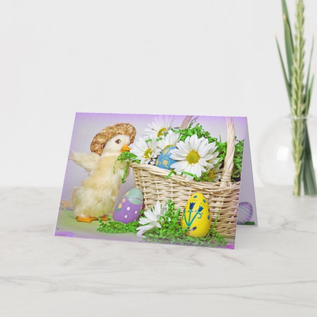 Cartes Pour Fêtes Annuelles Canard de Pâques avec oeufs (Devant)