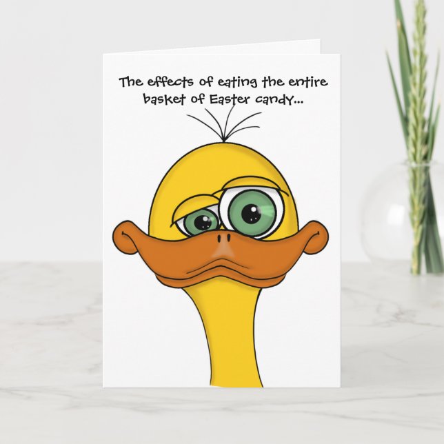Cartes Pour Fêtes Annuelles Canard drôle de bande dessinée de Pâques (Devant)
