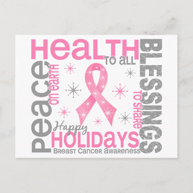 Cartes Pour Fêtes Annuelles Cancer du sein Noël 4 Fêtes de neige (Devant)